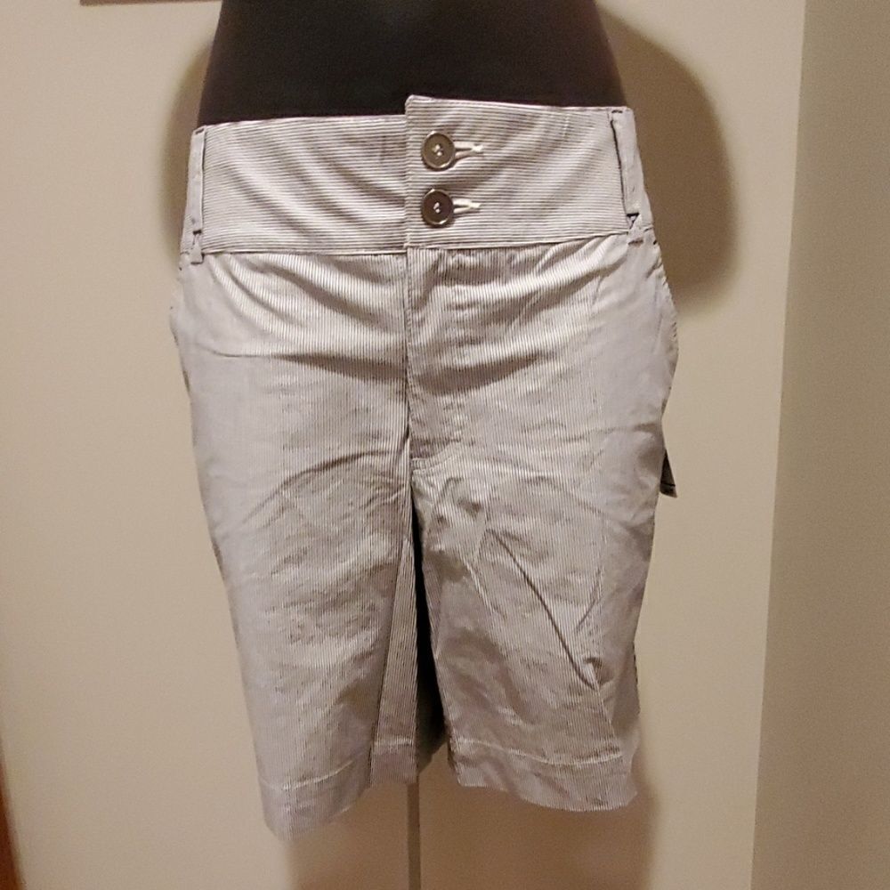 NWT Christopher & Banks Gray & White Stripe Shorts